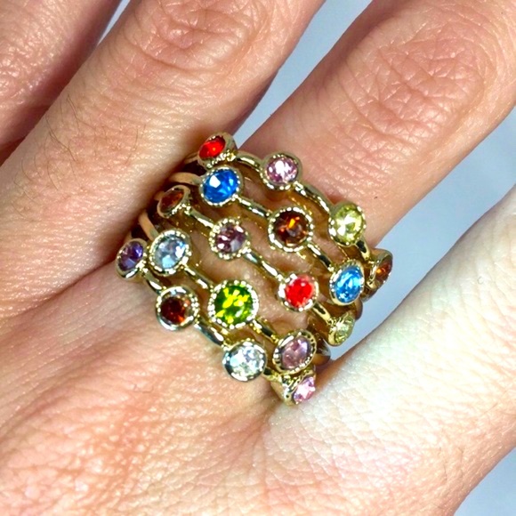 Stunning Multicolor Gemstone Ring size 8 - Picture 6 of 7